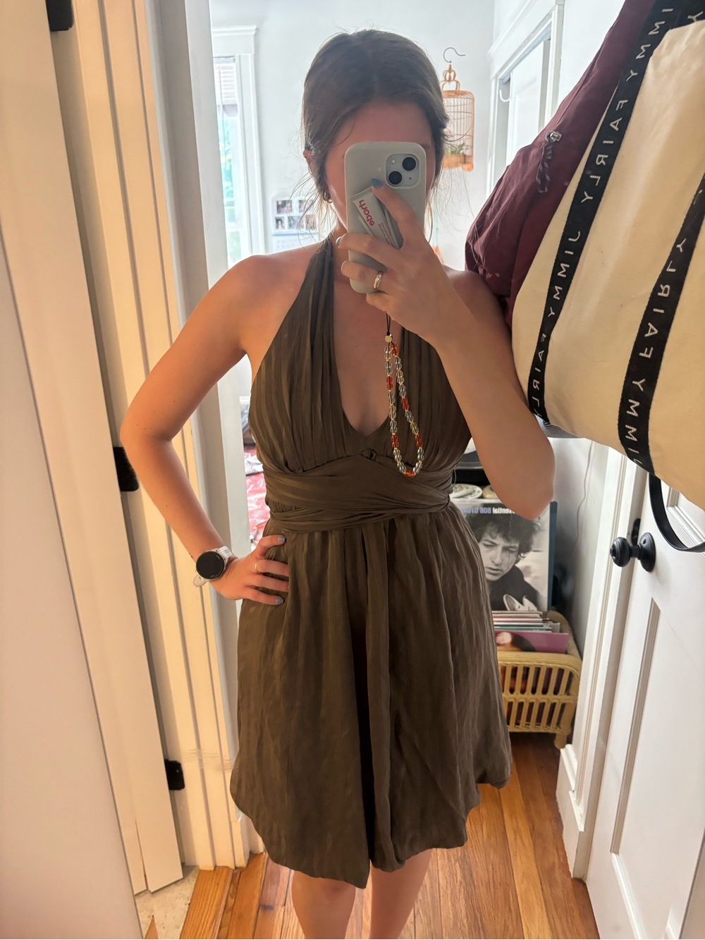 100% Silk BCBG Halter Wrap Dress